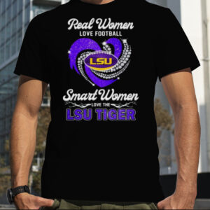 Real Women Love Football Smart Women Love The LSU Tiger Diamond Heart 2023 shirt