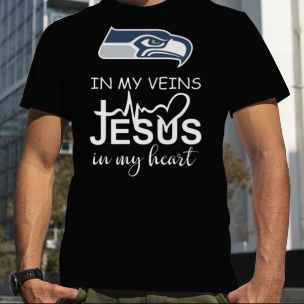 Seattle Seahawks Logo 2023 In My Veins Jesus In My Heart shirt