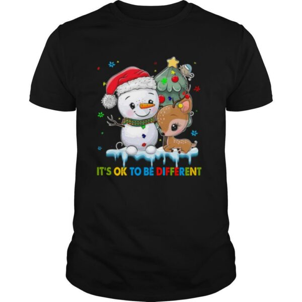 Snowman And Reindeer Autism It’s Ok To Be Different Christmas shirt