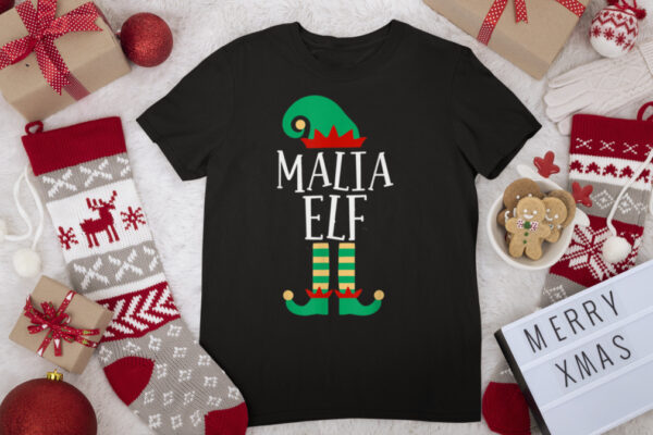The Malia Elf Funny Family Matching Christmas Pajamas T Shirt