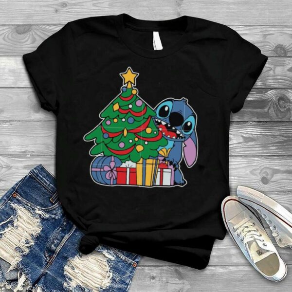 Tree Tree Santa Hat Present Holiday Stitch Christmas shirt