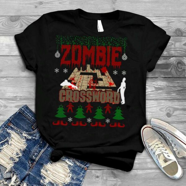 Ugly Christmas Sweater Zombie Crossword Game Addict shirt