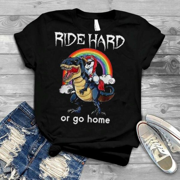 Unicorn Ride Hard Or Go Home Dinosaur Ugly Christmas Shirt