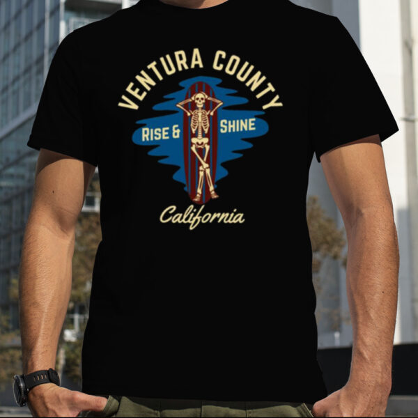 Vintage Style Ventura County California Beige Text Skeleton Surf