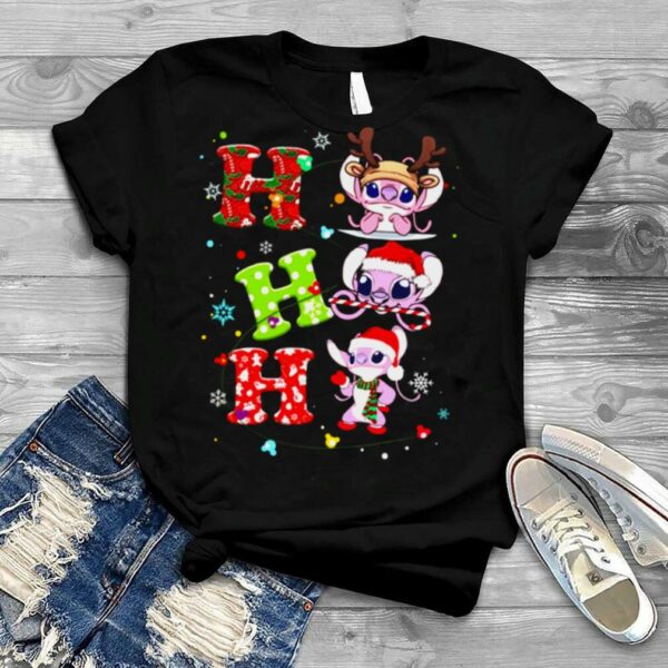 Walt Disney Angel Stitch Merry Christmas Cute Character Cartoon Ho Ho Ho shirt