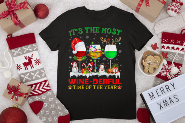 Wine derful Time Of The Year Wine Christmas Pajama Costume T Shirt