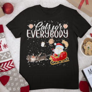 Womens Cats For Everybody Ugly Christmas Cat T Shirt