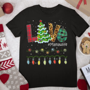 Womens Christmas Tree Love Grandma Mamaw Life Buffalo Leopard T Shirt