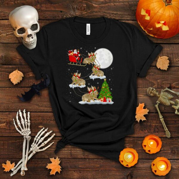 Xmas Lighting Tree Santa Riding Rabbit Christmas Sweater T shirt