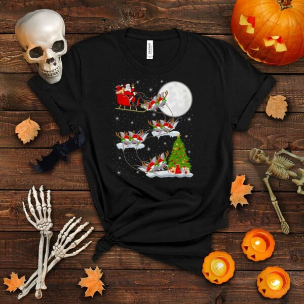 Xmas Lighting Tree Santa Riding Stingray Fish Christmas Shirt