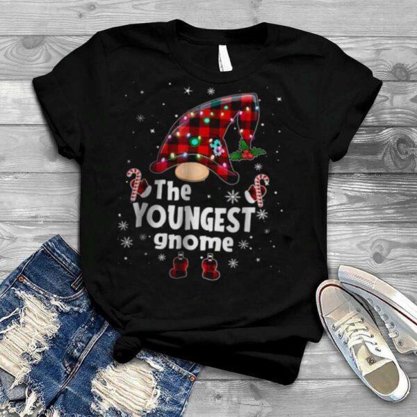 Youngest Gnome Buffalo Plaid Matching Family Christmas T Shirt