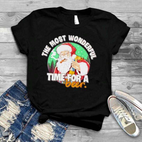 the most wonderful Christmas time for a beer naughty Santa shirt