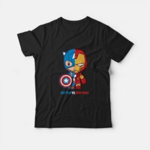 Anime Captain America Iron Man Superhero Cartoon Printed T-Shirt Anime Captain America Iron Man Superhero Cartoon Printed T-Shirt