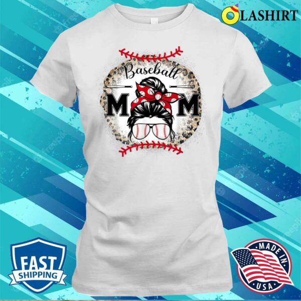 Baseball Mom Leopard Happy Mothers Day For Women Girls T-shirt