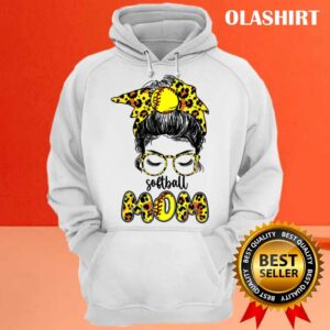 Buy Softball Mom With Leopard And Messy Bun Mothers Day T shirt 3