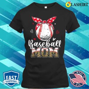 Leopard Baseball Mom Headband Baseball Ball Mothers Day Mama T-shirt