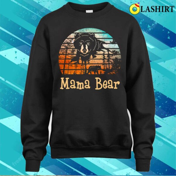 Mama Bear With 2 Cubs Retro Mountains Mothers Day T-shirt