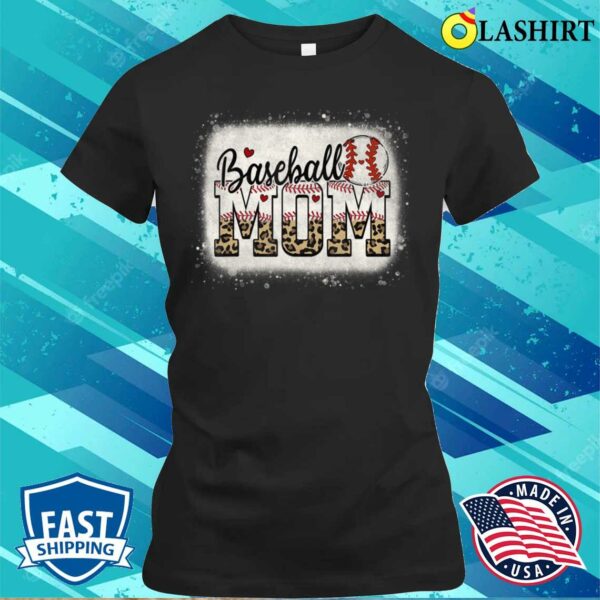 Mother T-shirt, Softball Baseball Mom Leopard Mother’s Day Gifts Mom T-shirt
