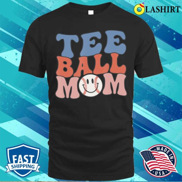Mother T-shirt, Tee Ball Mom Groovy Tball Mama Mothers Day Baseball T-shirt