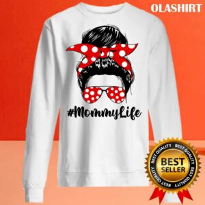 Nice Womens Vintage Messy Bun Hair Mothers Day Mommy Life Retro Headband T-shirt