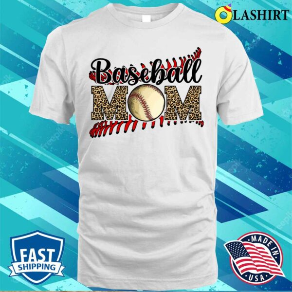 Softball Baseball Mom Leopard Tee Mother’s Day Women Matching T-shirt