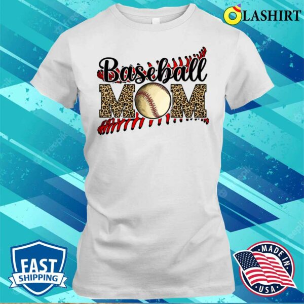 Softball Baseball Mom Leopard Tee Mother’s Day Women Matching T-shirt