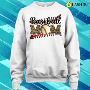 Softball Baseball Mom Leopard Tee Mothers Day Women Matching T shirt 4