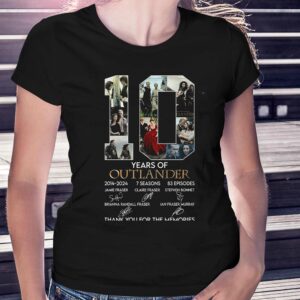 10 Years Of 2014-2024 7 Seasons 83 Episodes Outlander Thank You For The Memories T-shirt