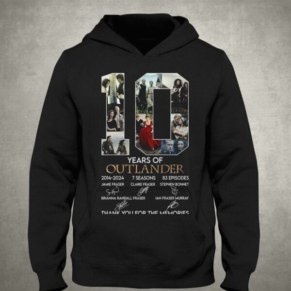 10 Years Of 2014-2024 7 Seasons 83 Episodes Outlander Thank You For The Memories T-shirt