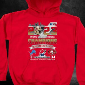 2023 National Football Conference Champions San Francisco 49ers 34 – 31 Detroit Lions January 28 2024 Levis Stadium T-shirt 2 2023 National Football Conference Champions San Francisco 49ers 34 31 Detroit Lions January 28 2024 Levis Stadium T shirt 3