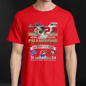 2023 National Football Conference Champions San Francisco 49ers 34 – 31 Detroit Lions January 28 2024 Levis Stadium T-shirt 3 2023 National Football Conference Champions San Francisco 49ers 34 31 Detroit Lions January 28 2024 Levis Stadium T shirt 4
