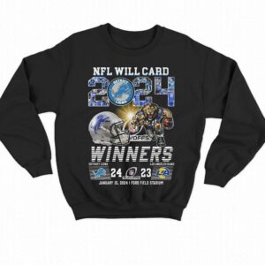 2024 Nfl Will Card Playoffs Winners Detroit Lions 24 – 23 Los Angeles Rams January 15 2024 Ford Field Stadium T-shirt 3 2024 Nfl Will Card Playoffs Winners Detroit Lions 24 23 Los Angeles Rams January 15 2024 Ford Field Stadium T shirt 4