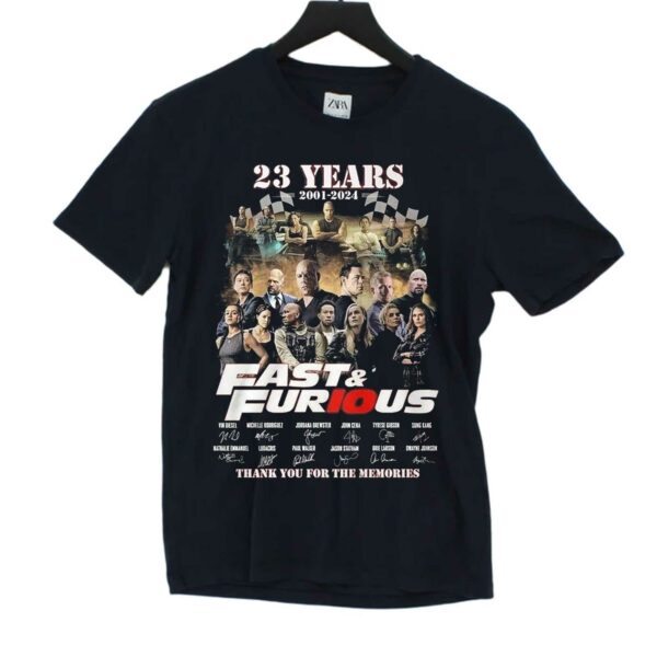 23 Years 2001-2024 Fast &amp Furious Thank You For The Memories T-shirt