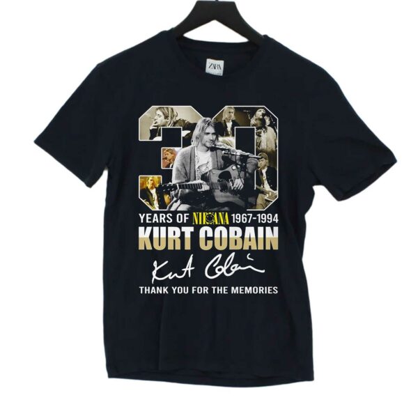 30 Years Of Nirvana 1967-1994 Kurt Cobain Thank You For The Memories T-shirt
