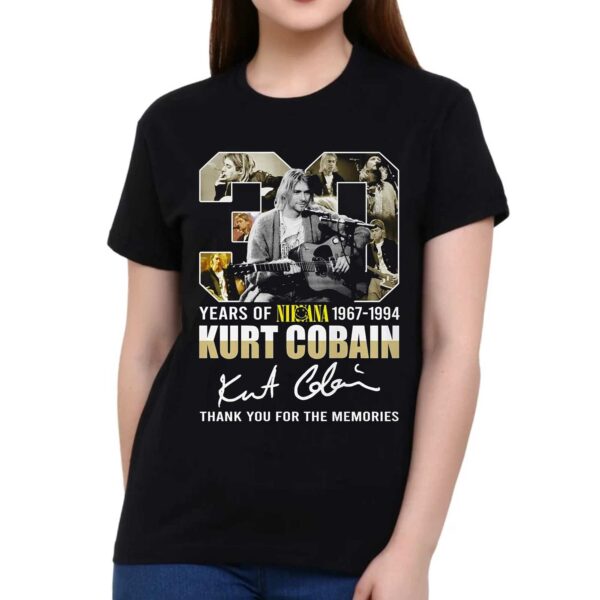 30 Years Of Nirvana 1967-1994 Kurt Cobain Thank You For The Memories T-shirt