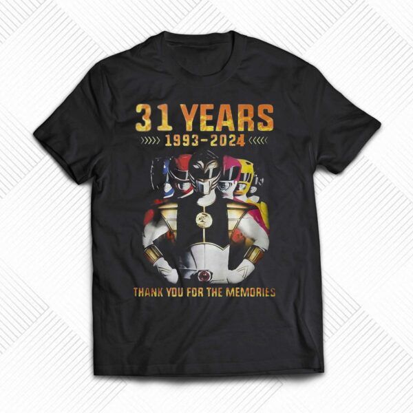 31 Years 1993-2024 Power Rangers Thank You For The Memories T-shirt