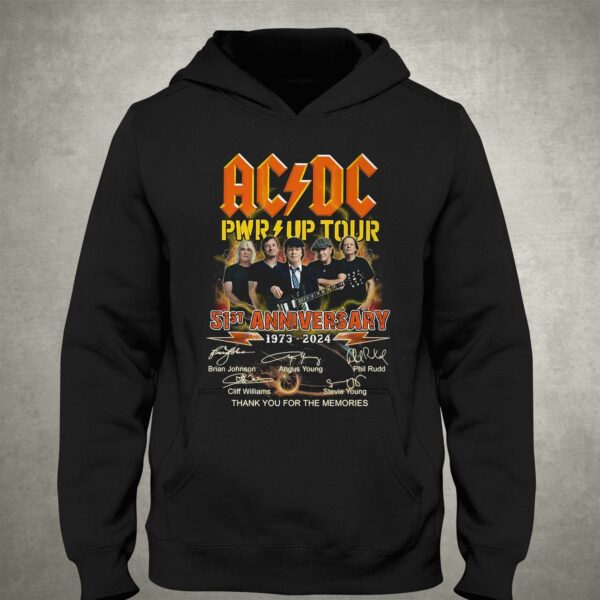 Acdc Pwr Up Tour 51st Anniversary 1973 – 2024 Thank You For The Memories T-shirt