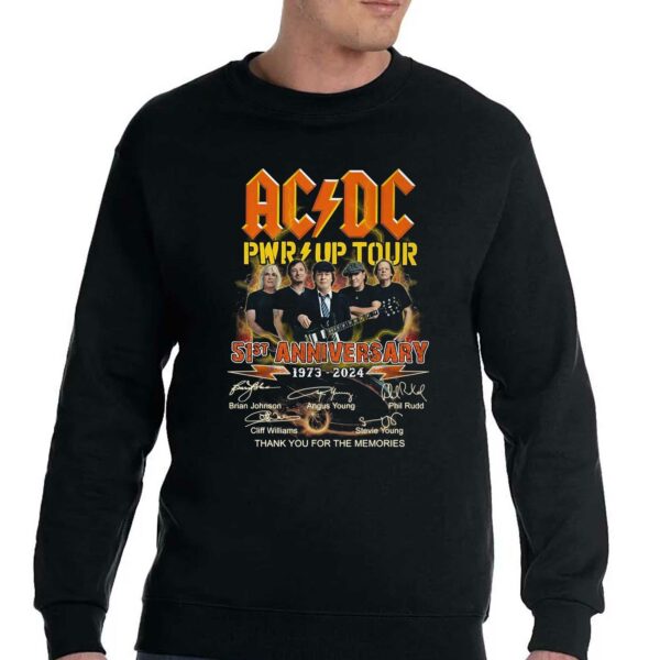 Acdc Pwr Up Tour 51st Anniversary 1973 – 2024 Thank You For The Memories T-shirt