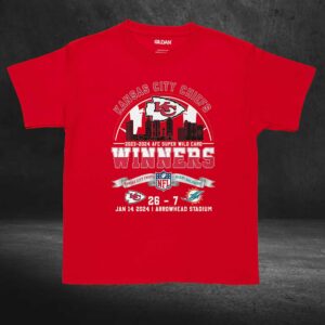 Afc Super Wild Card 2023 – 2024 Winners Kansas City Chiefs 26 – 7 Miami Dolphins Jan 14 2024 Arrowhead Stadium T-shirt 3 Afc Super Wild Card 2023 2024 Winners Kansas City Chiefs 26 7 Miami Dolphins Jan 14 2024 Arrowhead Stadium T shirt 4