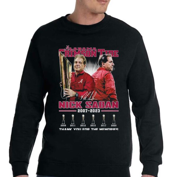 Alabama Crimson Tide Nick Saban 2007 – 2023 Thank You For The Memories T-shirt