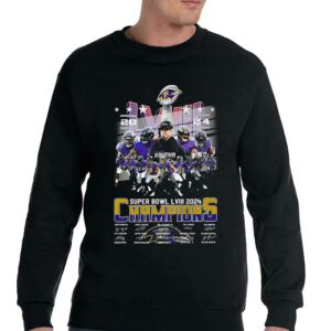 Baltimore Ravens Super Bowl Lviii 2024 Champions Signatures T shirt 4