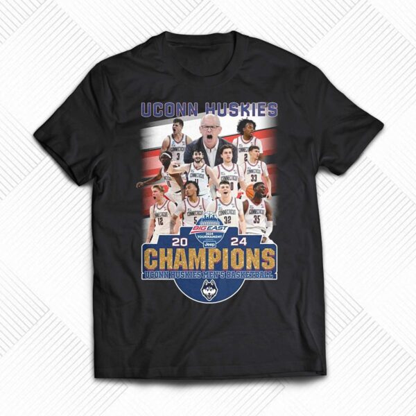 Big East 2024 Tournament Champions Uconn Huskies Mens Basketball T-shirt