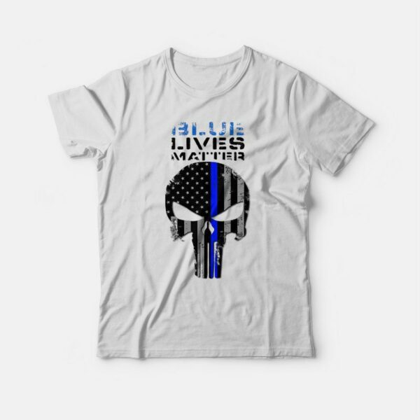 Blue Lives Matter Skull Flag Vintage T-shirt