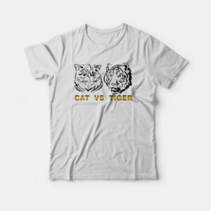 Cat Vs Tiger Black and White Version T-shirt Cat Vs Tiger Black and White Version T-shirt