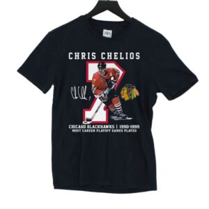 Chris Chelios Chicago Blackhawks 1990-1999 Most Career Playoff Games Played T-shirt