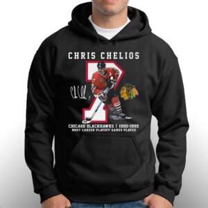Chris Chelios Chicago Blackhawks 1990 1999 Most Career Playoff Games Played T shirt 3