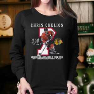 Chris Chelios Chicago Blackhawks 1990 1999 Most Career Playoff Games Played T shirt 4