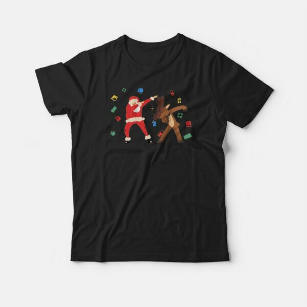Dabbing Deer Santa Christmas T-shirt