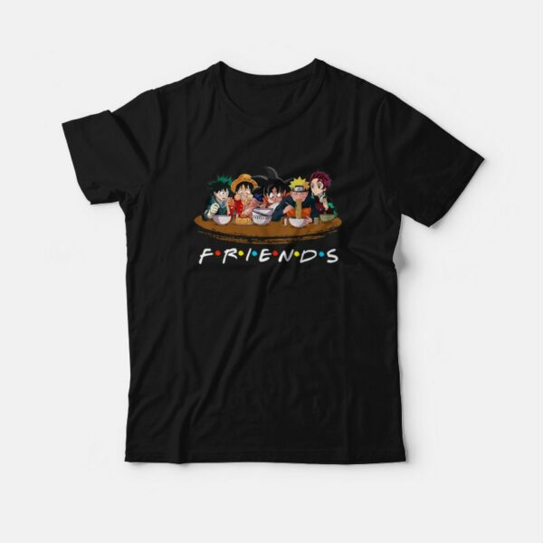 Deku Luffy Goku Uzumaki Tanjiro Anime Friends T-Shirt