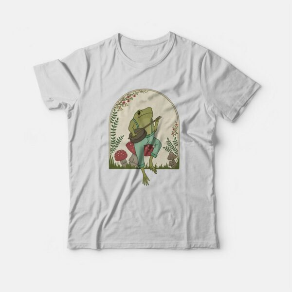 Frog Playing Banjo on Mushroom Cute T-Shirt